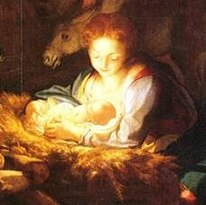 Maria houdt baby Jezus in haar armen